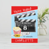 Film Clapboard Popcorn 8th Birthday Party Kaart (Staand voorkant)