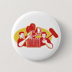 Film Director Movie Clapper Soundman Ronde Button 5,7 Cm