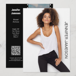 Film Foto Acteur Model Promo Flip Card | QR Code Kaart