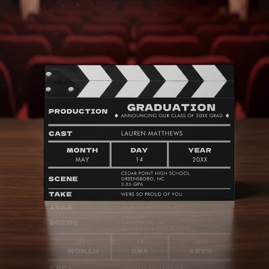 Film Klapbord Afstuderen Aankondiging