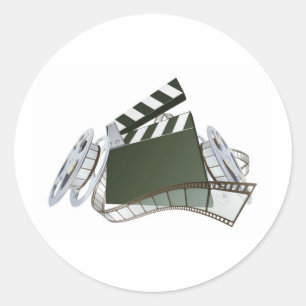 Film klapperboard en filmfilmspoelen ronde sticker