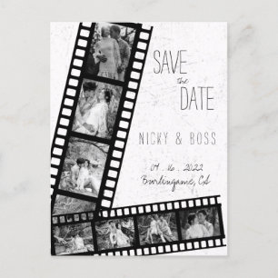 Film Landelijke Moderne Foto Save the Date Postkaa Briefkaart