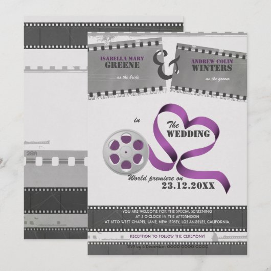 Film Liefde bruiloft uitnodiging (Voorkant / Achterkant)