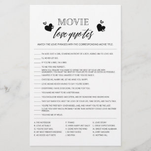 Film liefdescitaten shower spel flyer