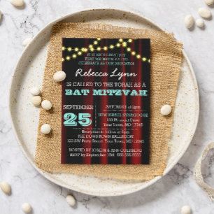 Film Lights Aqua Bat Mitzvah Uitnodiging