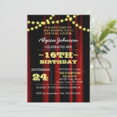 Film Lights Geel Sweet 16 Uitnodiging (Staand voorkant)