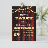 Film Lights Geel Verjaardag Uitnodiging (Staand voorkant)