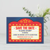 Film Marquee Theater Save the Date Aankondiging (Staand voorkant)