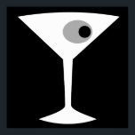 Film Martini Glass Poster<br><div class="desc">Dit Poster van Martini Glass van Film Noir Martini kenmerkt een zwarte achtergrond en het afbeelding van een wit silhouet van een martinisch glas. Binnen in het glas is een glorieuze grijze olijf met een zwarte pimento. Dit is een leuk poster voor iedereen die wil dat ze een personage waren...</div>
