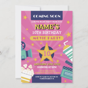 Film Nacht Film Bioscoop Verjaardagsfeest Meisjes  Kaart