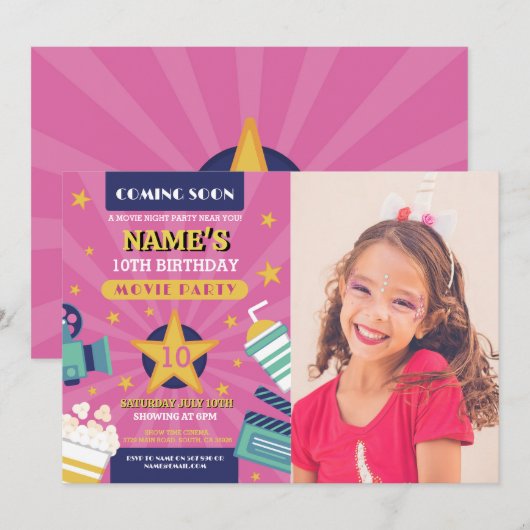 Film Nacht Film Bioscoop Verjaardagsfeestje Foto R Kaart (Voorkant / Achterkant)