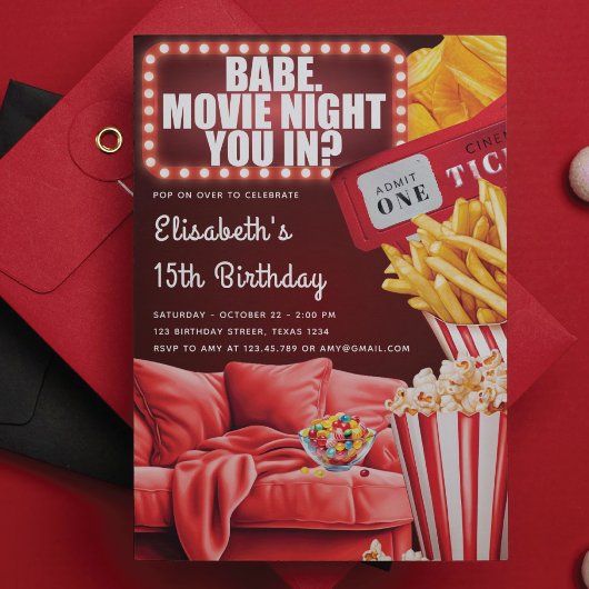 Film Nacht Meisje Tiener Verjaardag Kaart