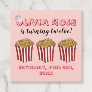 Film Nacht Sleepover Popcorn Verjaardagsfeest Bedankjes Labels