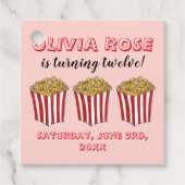 Film Nacht Sleepover Popcorn Verjaardagsfeest Bedankjes Labels (Voorkant)