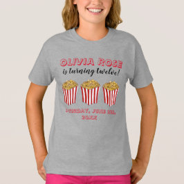 Film Nacht Sleepover Popcorn Verjaardagsfeest T-shirt