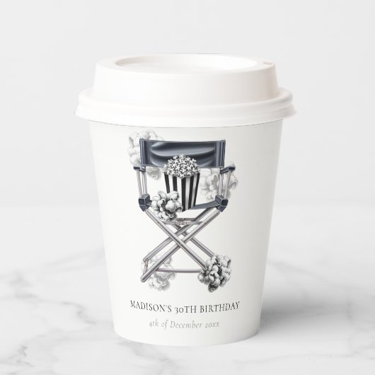 Film Nacht Volwassen Verjaardag Gepersonaliseerd Papieren Bekers (Voorkant)