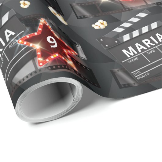 Film Night Birthday Elegant Cadeaupapier (Rol Hoek)