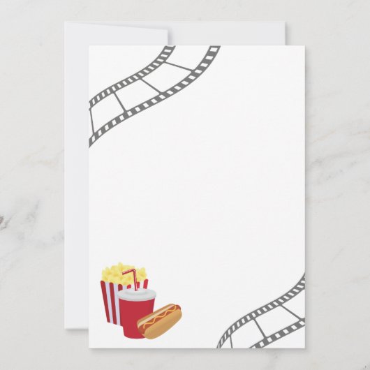 Film Night Birthday Party Invitation Cinema Kaart (Achterkant)