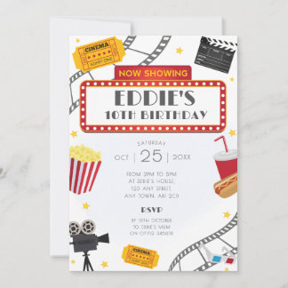 Film Night Birthday Party Invitation Cinema Kaart