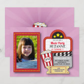 Film Night Birthday Party Roze Film Foto Kaart (Voorkant / Achterkant)