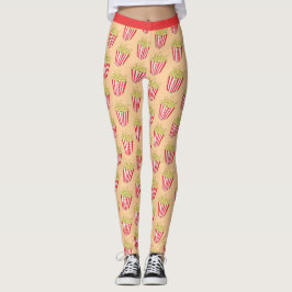 Film Night Fun Popcorn Pattern Leggings
