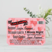 FILM NIGHT Love Coupon Kaart (Staand voorkant)
