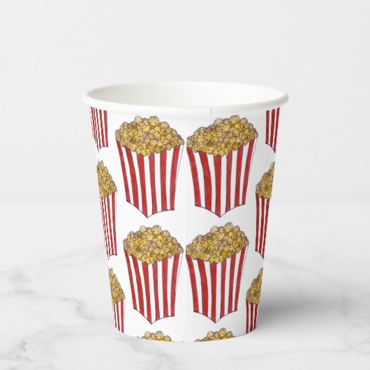 Film Night Sleepover Buttered Popcorn Tub Papieren Bekers (Rechts)