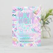 Film Night Sleepover Pastel Rainbow Verjaardag Kaart (Staand voorkant)