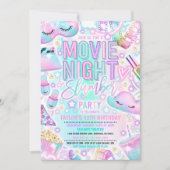 Film Night Slumber Party Pastel Rainbow Verjaardag Kaart (Voorkant)