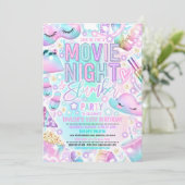 Film Night Slumber Party Pastel Rainbow Verjaardag Kaart (Staand voorkant)