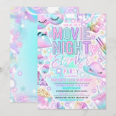 Film Night Slumber Party Pastel Rainbow Verjaardag Kaart (Voorkant / Achterkant)