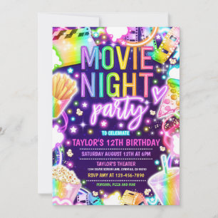 Film Night Verjaardagsfeest Pastel Rainbow Film Kaart