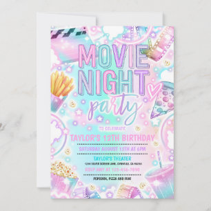 Film Night Verjaardagsfeest Pastel Rainbow Film Kaart