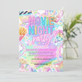 Film Night Verjaardagsfeest Pastel Rainbow Film Kaart (Staand voorkant)