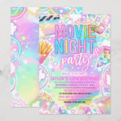 Film Night Verjaardagsfeest Pastel Rainbow Film Kaart (Voorkant / Achterkant)