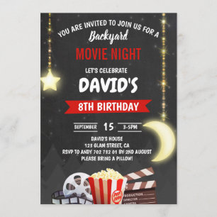 Film Night Verjaardagsfeestje schoolbord Kaart