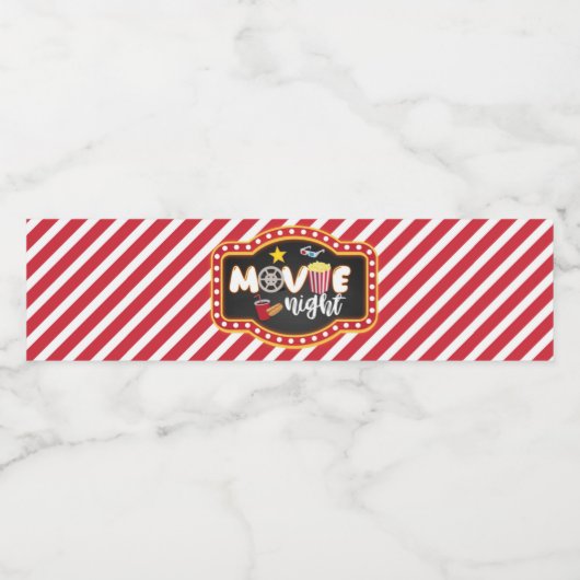 Film Night Water Flessenetiket Waterfles Etiket (Enkel label)