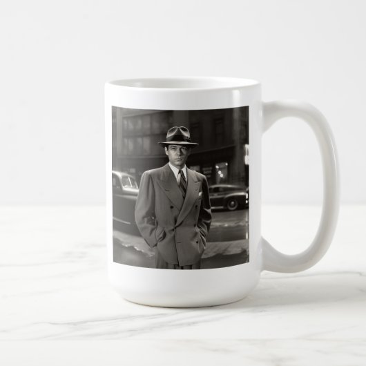 Film Noir Gumshoe Detective Coffee Mok 15oz (Rechts)