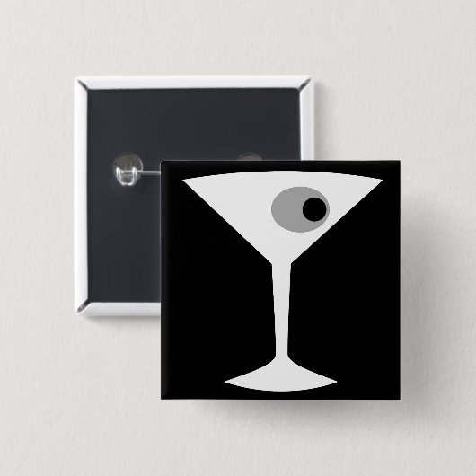 Film Noir Martini Glass Button (Voorkant /achterkant)