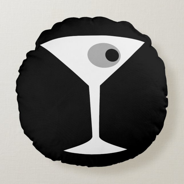 Film Noir Martini Glass Round Pillow Rond Kussen (Voorkant)