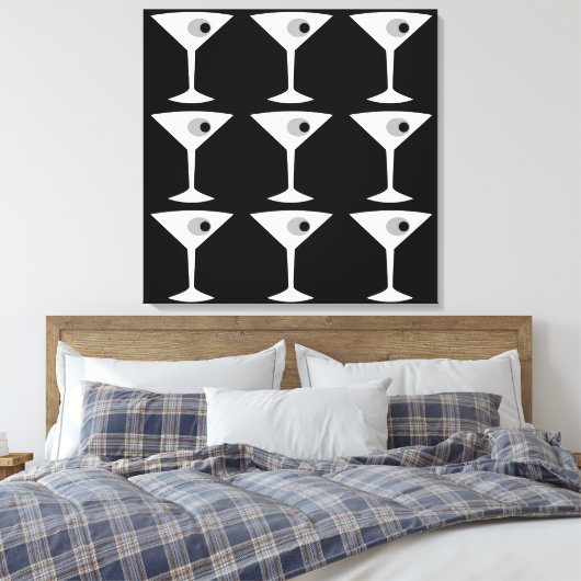 Film Noir Weer Martini Stretched Canvas Print (Insitu (Slaapkamer))