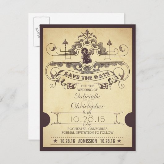 Film of bioscoop bewaar de datum van de toegangska aankondigingskaart (Voorkant / Achterkant)