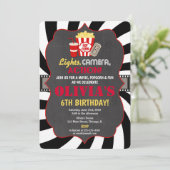 Film party film avond verjaardagsuitnodiging kaart (Staand voorkant)