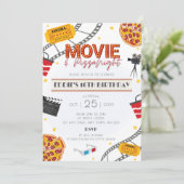 Film & Pizza Night Verjaardagsfeest Uitnodiging (Staand voorkant)
