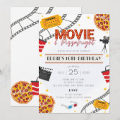 Film & Pizza Night Verjaardagsfeest Uitnodiging (Voorkant / Achterkant)