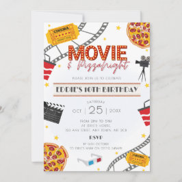 Film & Pizza Night Verjaardagsfeest Uitnodiging