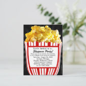 Film Popcorn Sleepover Aangepaste Party Uitnodigin Kaart (Staand voorkant)