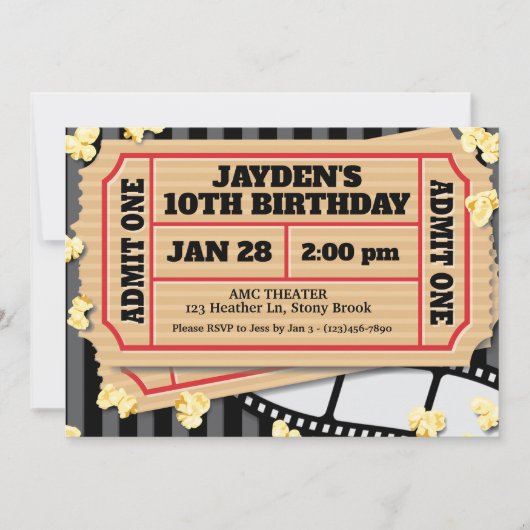 Film Popcorn Uitnodiging (Voorkant)