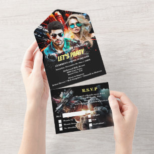 Film poster actie drama volwassenen verjaardagsfee all in one uitnodiging