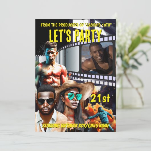 Film poster DIY foto volwassen verjaardagsfeestje  Kaart (Staand voorkant)